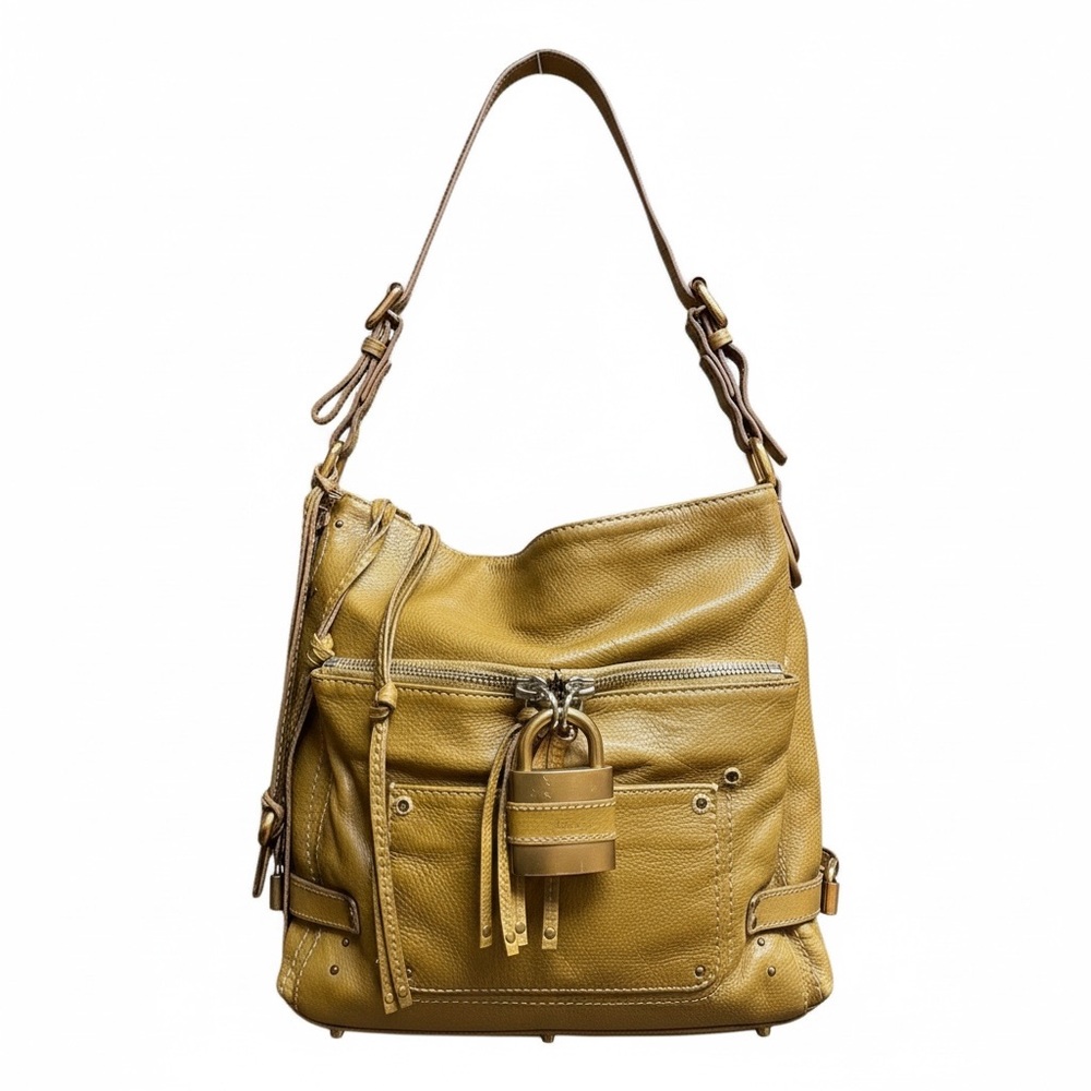 Chloé Paddington Hobo Tan Grained Leather Padlock Shoulder Bag Vintage Y2K